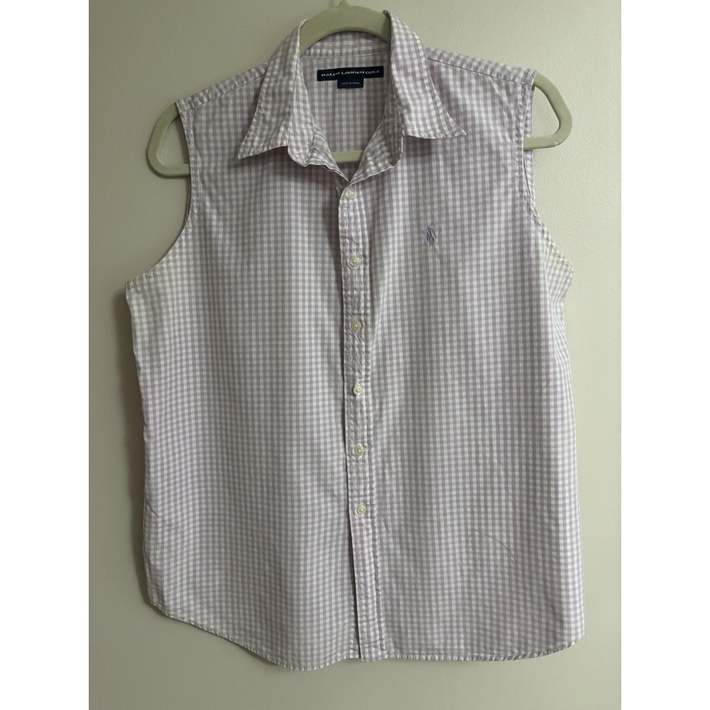 Polo‎ Golf Ralph Lauren Women's Polo Shirt Purple Gingham Sleeveless Size Large